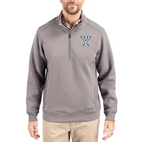 Men's Cutter & Buck  Gray Yale Bulldogs Roam Eco Recycled Quarter-Zip Pullover