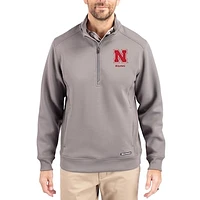 Men's Cutter & Buck  Gray Nebraska Huskers Roam Eco Recycled Quarter-Zip Pullover