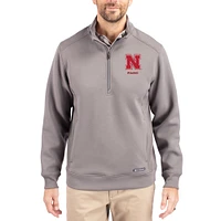 Men's Cutter & Buck  Gray Nebraska Huskers Roam Eco Recycled Quarter-Zip Pullover