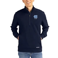 Men's Cutter & Buck  Navy North Carolina Tar Heels Roam Eco Recycled Quarter-Zip Pullover