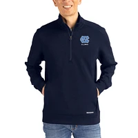 Men's Cutter & Buck  Navy North Carolina Tar Heels Roam Eco Recycled Quarter-Zip Pullover