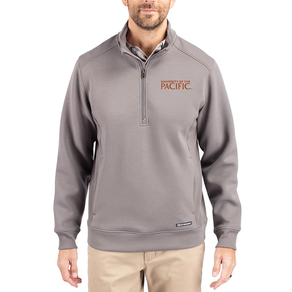Men's Cutter & Buck Gray Pacific Tigers Roam Eco Recycled Quarter-Zip Pullover