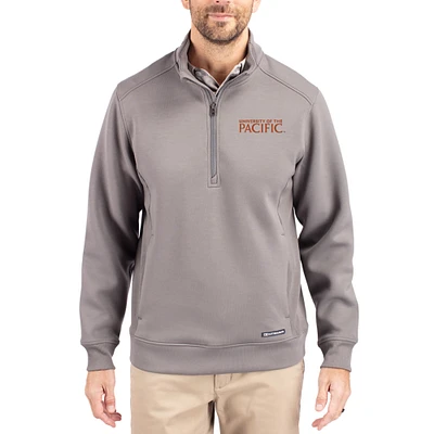 Men's Cutter & Buck  Gray Pacific Tigers Roam Eco Recycled Quarter-Zip Pullover