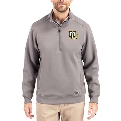 Men's Cutter & Buck  Gray Marquette Golden Eagles Roam Eco Recycled Quarter-Zip Pullover