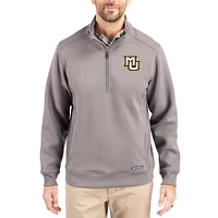 Men's Cutter & Buck  Gray Marquette Golden Eagles Roam Eco Recycled Quarter-Zip Pullover
