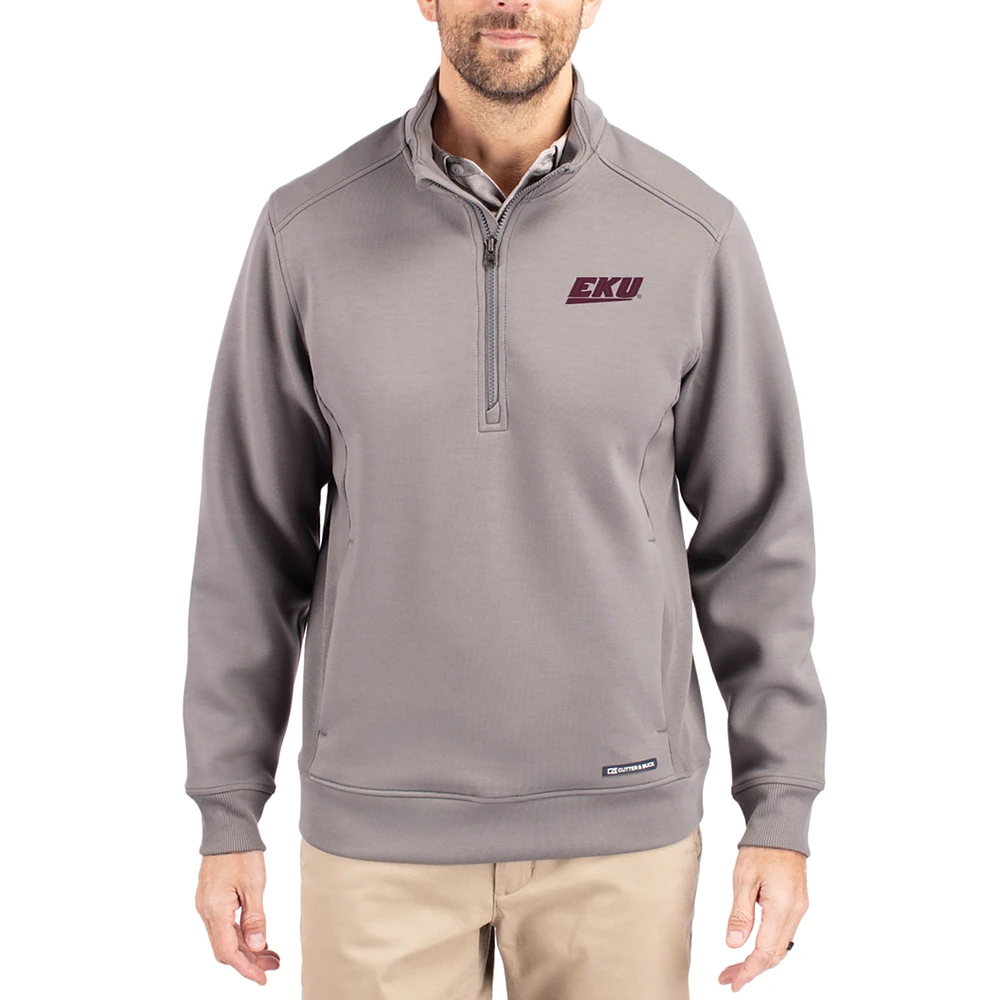 Men's Cutter & Buck  Gray Eastern Kentucky Colonels Roam Eco Recycled Quarter-Zip Pullover