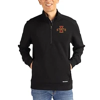 Men's Cutter & Buck  Black Iowa State Cyclones Roam Eco Recycled Quarter-Zip Pullover
