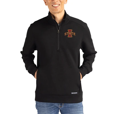 Men's Cutter & Buck  Black Iowa State Cyclones Roam Eco Recycled Quarter-Zip Pullover