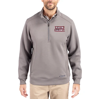 Men's Cutter & Buck  Gray Louisiana Ragin' Cajuns Roam Eco Recycled Quarter-Zip Pullover