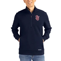 Men's Cutter & Buck  Navy St. John's Red Storm Roam Eco Recycled Quarter-Zip Pullover