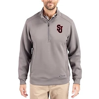 Men's Cutter & Buck  Gray St. John's Red Storm Roam Eco Recycled Quarter-Zip Pullover