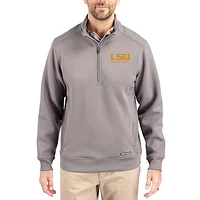 Men's Cutter & Buck  Gray LSU Tigers Roam Eco Recycled Quarter-Zip Pullover