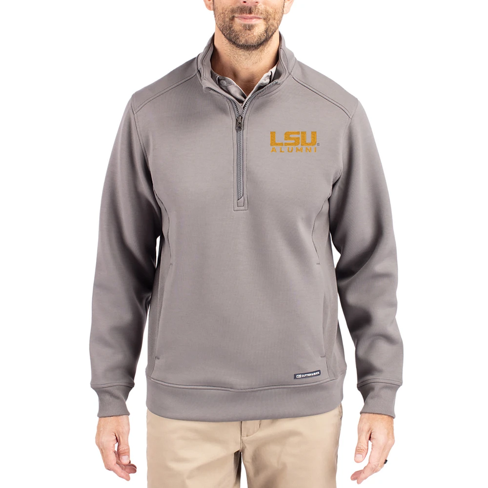 Men's Cutter & Buck Gray LSU Tigers Roam Eco Recycled Quarter-Zip Pullover