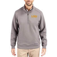 Men's Cutter & Buck  Gray LSU Tigers Roam Eco Recycled Quarter-Zip Pullover