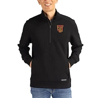 Men's Cutter & Buck  Black Tuskegee Golden Tigers Roam Eco Recycled Quarter-Zip Pullover