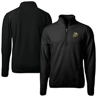 Men's Cutter & Buck Black Baldwin Wallace Yellow Jackets Cascade Eco Sherpa Fleece Quarter-Zip Pullover Jacket