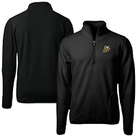 Men's Cutter & Buck Black Baldwin Wallace Yellow Jackets Cascade Eco Sherpa Fleece Quarter-Zip Pullover Jacket