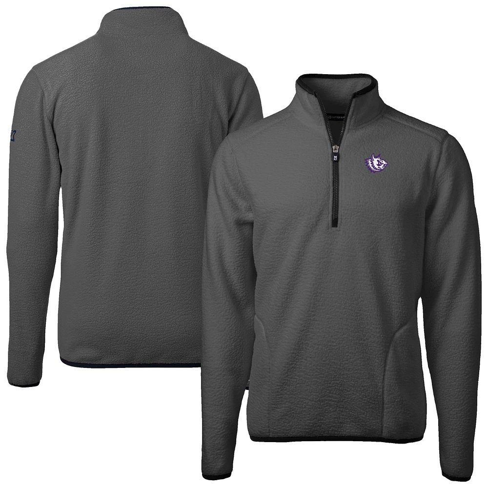 Men's Cutter & Buck Gray TCU Horned Frogs Cascade Eco Sherpa Fleece Quarter-Zip Pullover Jacket