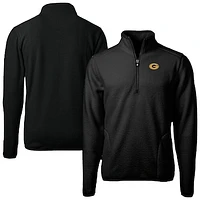 Men's Cutter & Buck Black Grambling Tigers Cascade Eco Sherpa Fleece Quarter-Zip Pullover Jacket