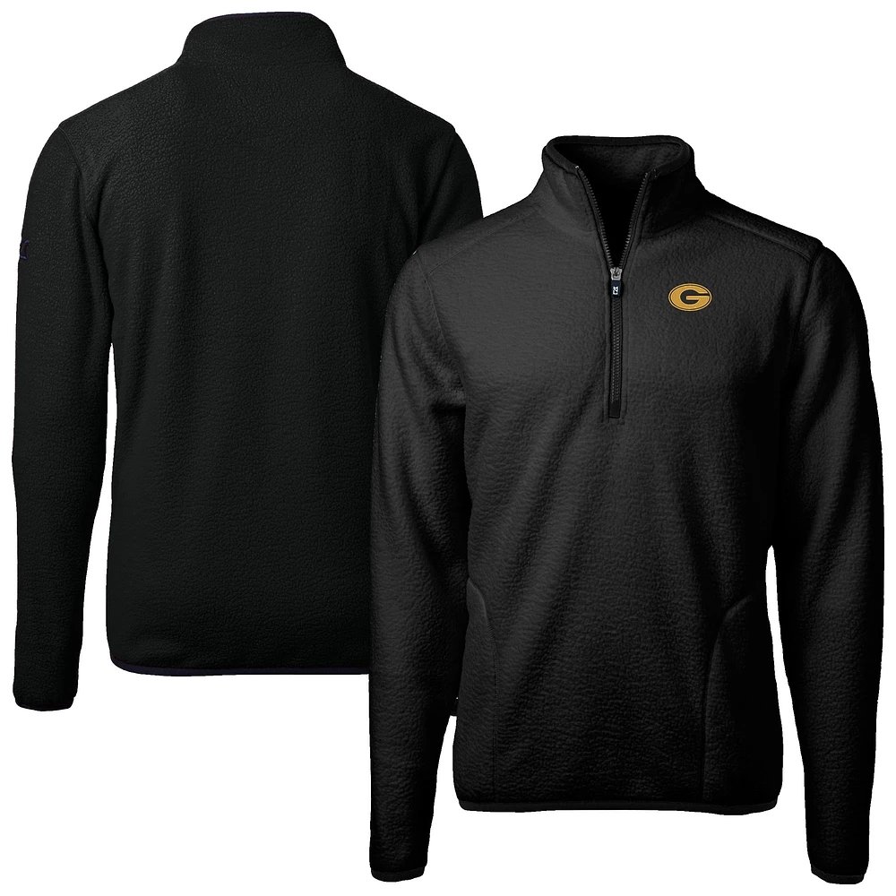 Men's Cutter & Buck Black Grambling Tigers Cascade Eco Sherpa Fleece Quarter-Zip Pullover Jacket