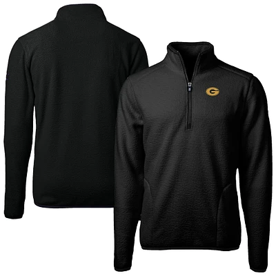 Men's Cutter & Buck Black Grambling Tigers Cascade Eco Sherpa Fleece Quarter-Zip Pullover Jacket