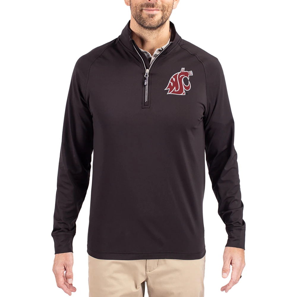Men's Cutter & Buck Washington State Cougars Adapt Eco Knit Stretch Recycled Quarter-Zip Pullover