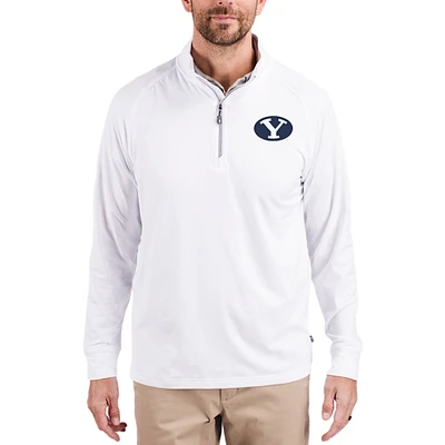 Men's Cutter & Buck BYU Cougars Adapt Eco Knit Stretch Recycled Quarter-Zip Pullover