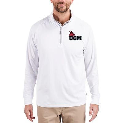 Men's Cutter & Buck White Central Missouri Mules Adapt Eco Knit Stretch Recycled Quarter-Zip Pullover