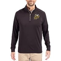 Men's Cutter & Buck Baldwin Wallace Yellow Jackets Adapt Eco Knit Stretch Recycled Quarter-Zip Pullover