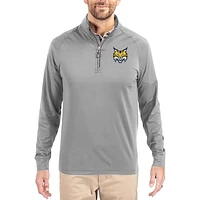 Men's Cutter & Buck Gray Quinnipiac Bobcats Adapt Eco Knit Stretch Recycled Quarter-Zip Pullover