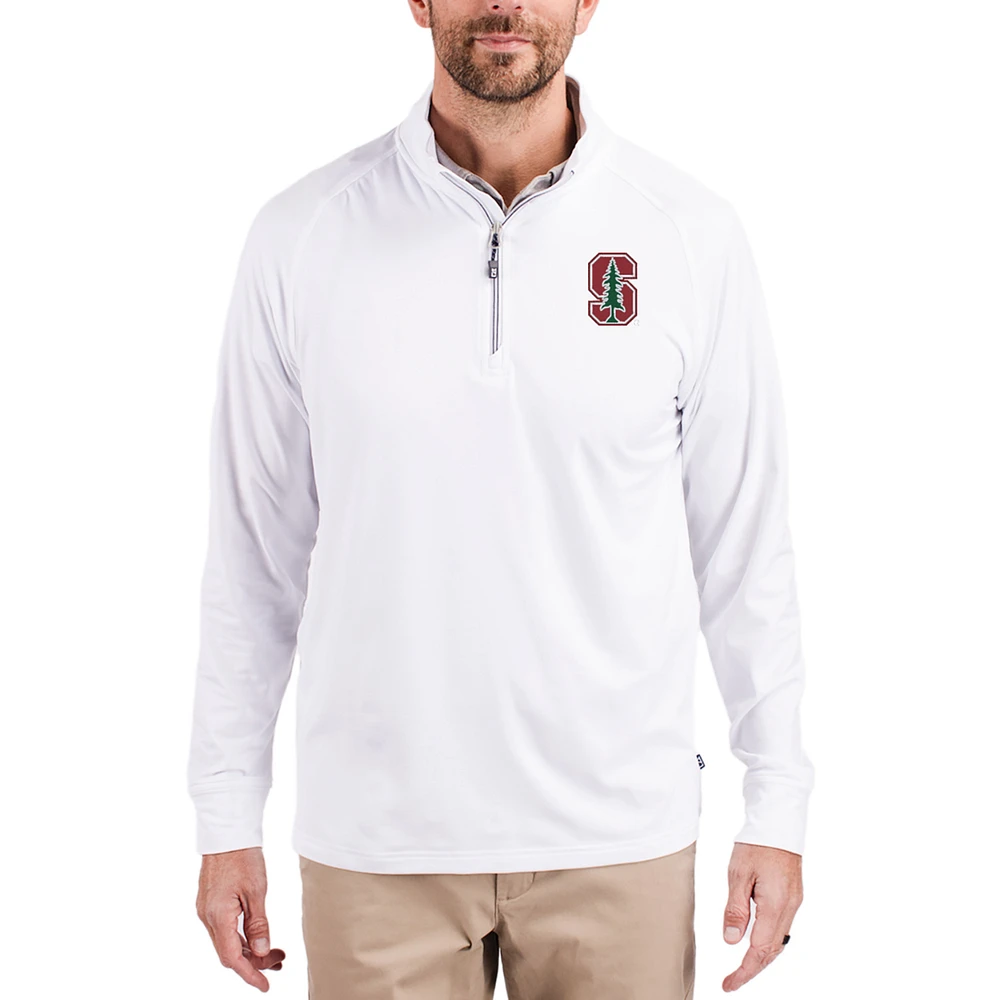 Men's Cutter & Buck Stanford Cardinal Adapt Eco Knit Stretch Recycled Quarter-Zip Pullover