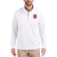 Men's Cutter & Buck White NC State Wolfpack Adapt Eco Knit Stretch Recycled Quarter-Zip Pullover