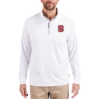 Men's Cutter & Buck White NC State Wolfpack Adapt Eco Knit Stretch Recycled Quarter-Zip Pullover