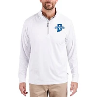 Men's Cutter & Buck White Indiana State Sycamores Adapt Eco Knit Stretch Recycled Quarter-Zip Pullover