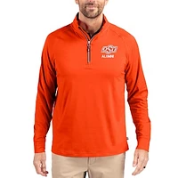 Men's Cutter & Buck Orange Oklahoma State Cowboys Adapt Eco Knit Stretch Recycled Quarter-Zip Pullover