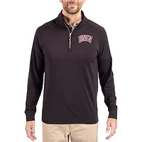 Men's Cutter & Buck Black UNLV Rebels Adapt Eco Knit Stretch Recycled Quarter-Zip Pullover