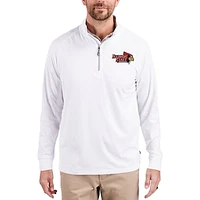 Men's Cutter & Buck White Illinois State Redbirds Adapt Eco Knit Stretch Recycled Quarter-Zip Pullover