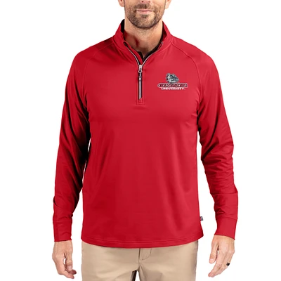 Men's Cutter & Buck Red Gonzaga Bulldogs Adapt Eco Knit Stretch Recycled Quarter-Zip Pullover