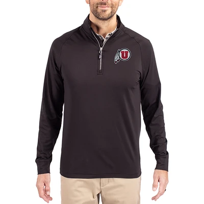 Men's Cutter & Buck Utah Utes Adapt Eco Knit Stretch Recycled Quarter-Zip Pullover