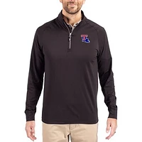 Men's Cutter & Buck Black Louisiana Tech Bulldogs Adapt Eco Knit Stretch Recycled Quarter-Zip Pullover
