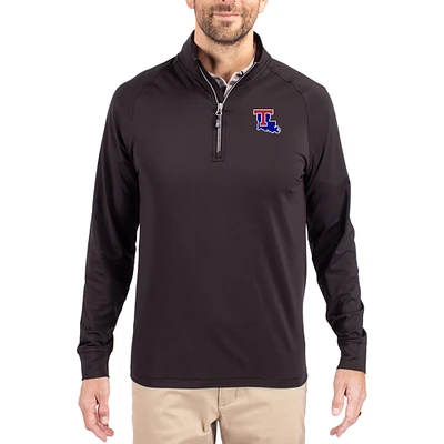 Men's Cutter & Buck Black Louisiana Tech Bulldogs Adapt Eco Knit Stretch Recycled Quarter-Zip Pullover