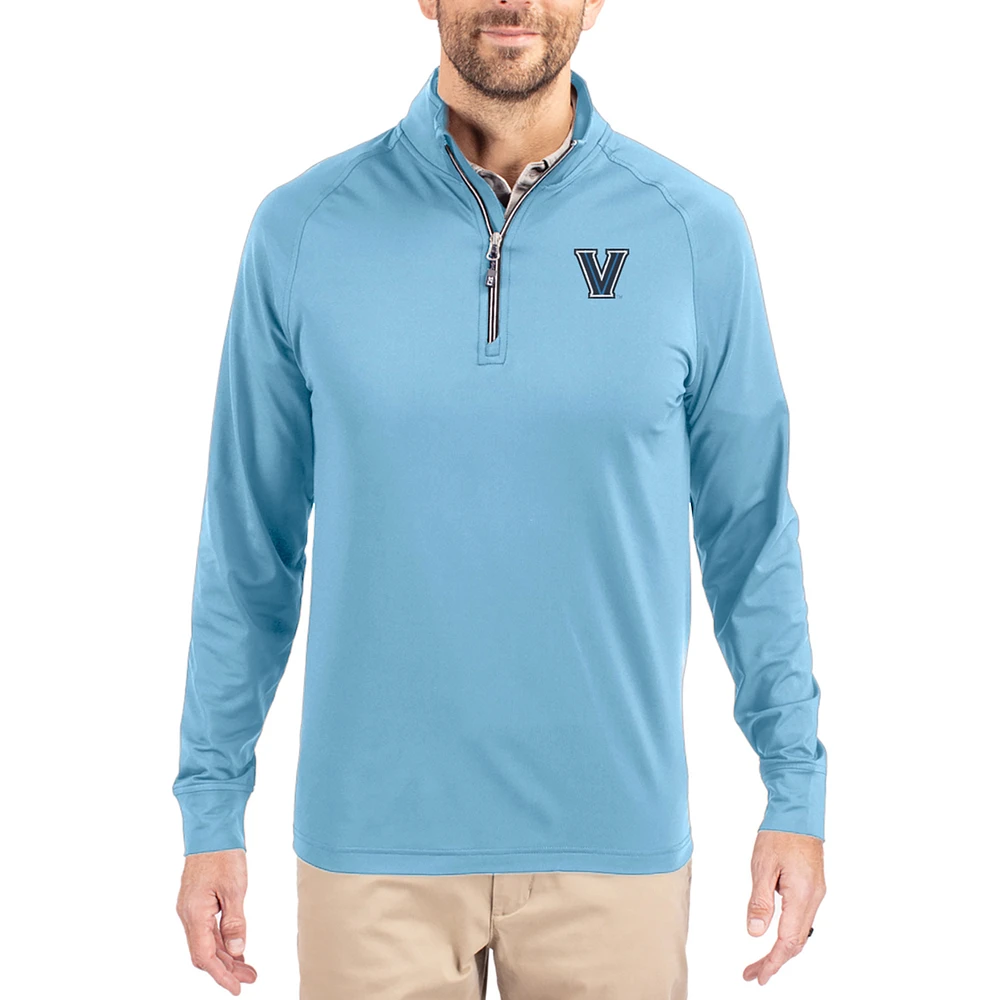 Men's Cutter & Buck Powder Blue Villanova Wildcats Adapt Eco Knit Stretch Recycled Quarter-Zip Pullover