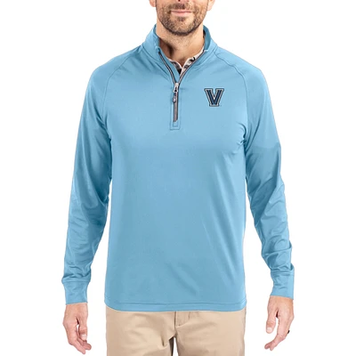 Men's Cutter & Buck Powder Blue Villanova Wildcats Adapt Eco Knit Stretch Recycled Quarter-Zip Pullover