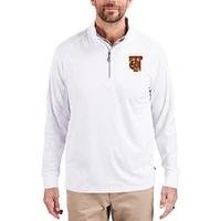Men's Cutter & Buck White Tuskegee Golden Tigers Adapt Eco Knit Stretch Recycled Quarter-Zip Pullover