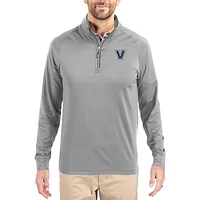 Men's Cutter & Buck Gray Villanova Wildcats Adapt Eco Knit Stretch Recycled Quarter-Zip Pullover