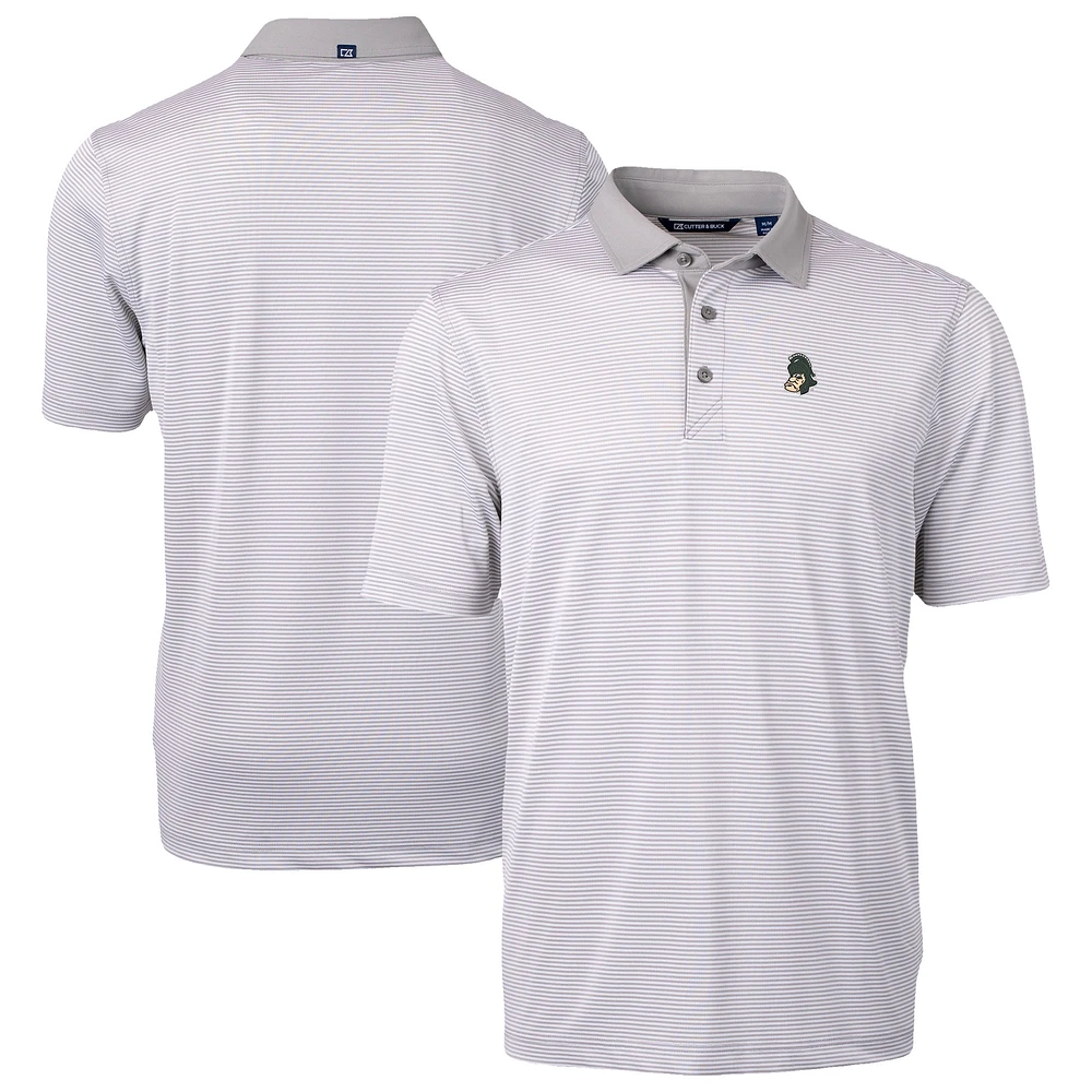 Men's Cutter & Buck Gray/White Michigan State Spartans DryTec Virtue Eco Pique Recycled Polo
