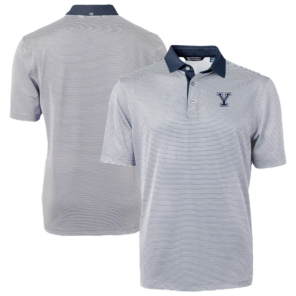 Men's Cutter & Buck Navy/White Yale Bulldogs DryTec Virtue Eco Pique Recycled Polo