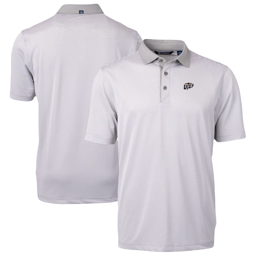 Men's Cutter & Buck Gray/White UTEP Miners DryTec Virtue Eco Pique Recycled Polo