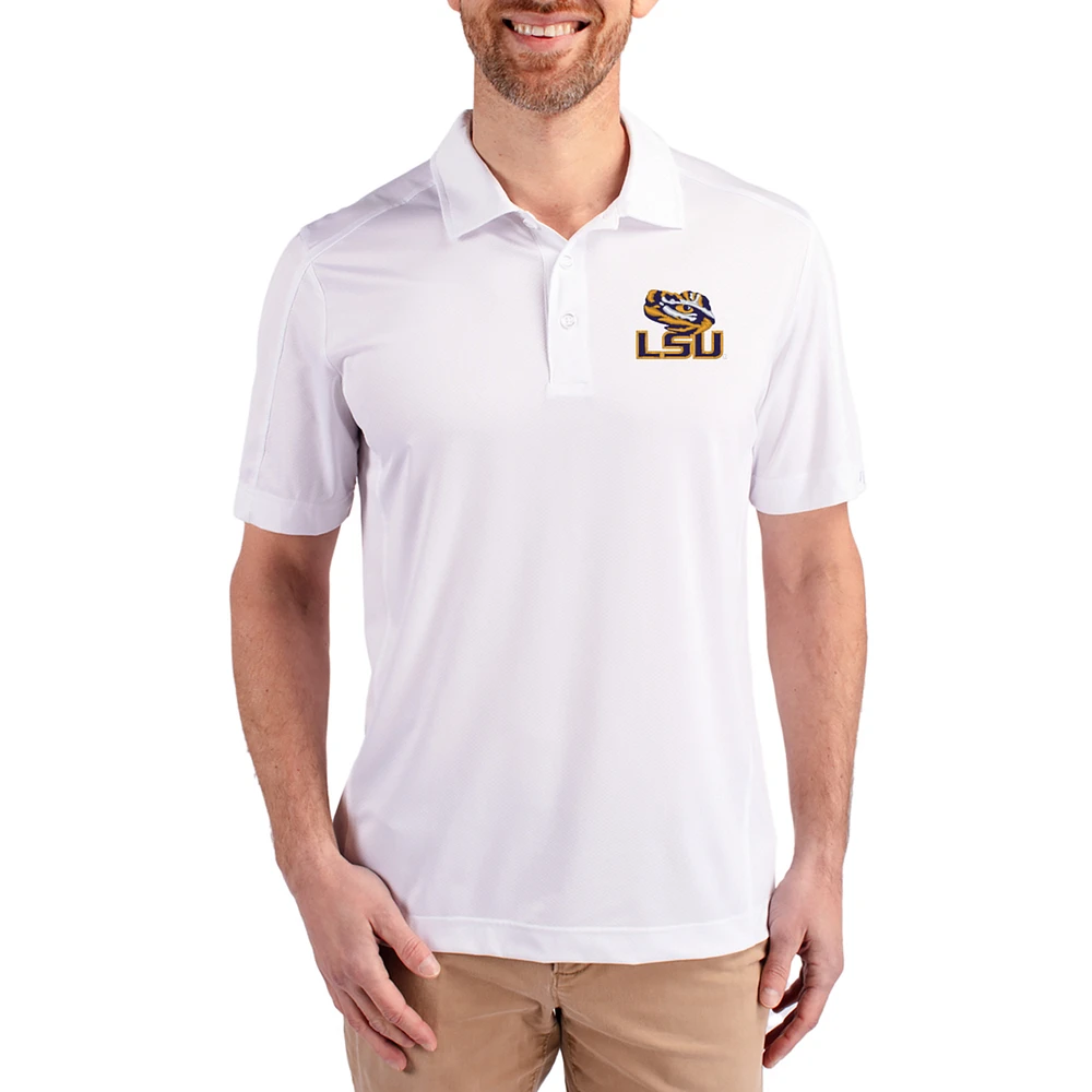 Men's Cutter & Buck White LSU Tigers Prospect Eco Textured Stretch Recycled Polo