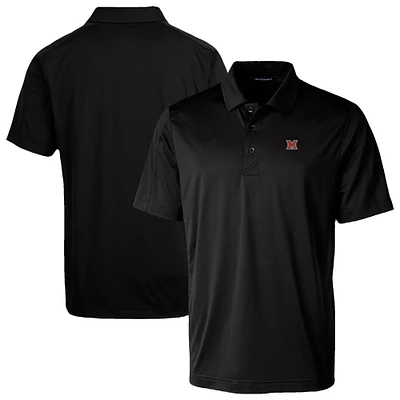 Men's Cutter & Buck Black Miami University RedHawks Prospect Eco Textured Stretch Recycled Polo